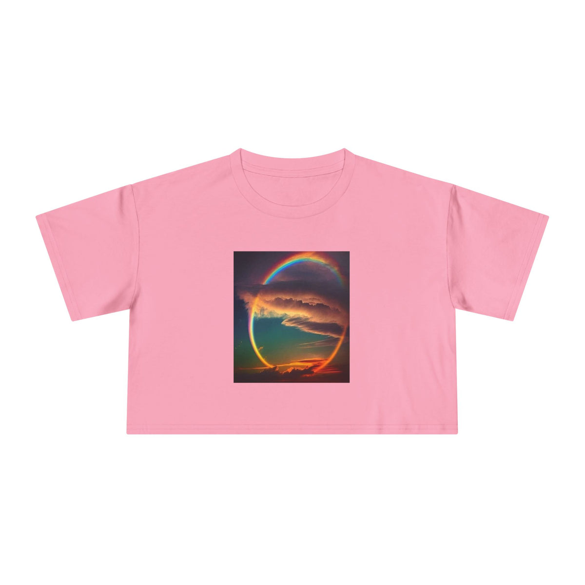 "The Promise in the Sky" Genesis 9:13 — Rainbow Polaroid Women's Crop Tee