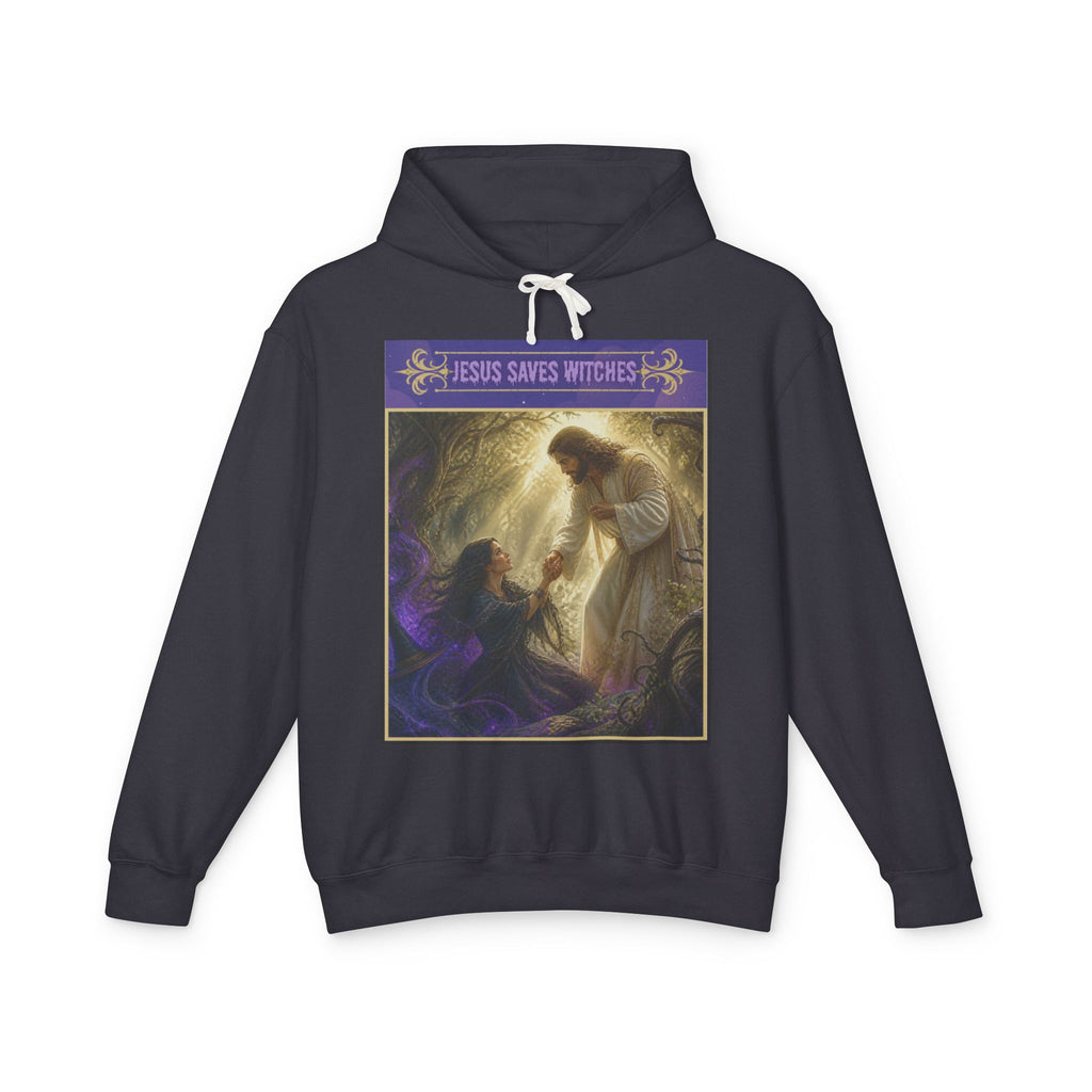 "Jesus Saves Witches" Lightweight Hooded Sweatshirt