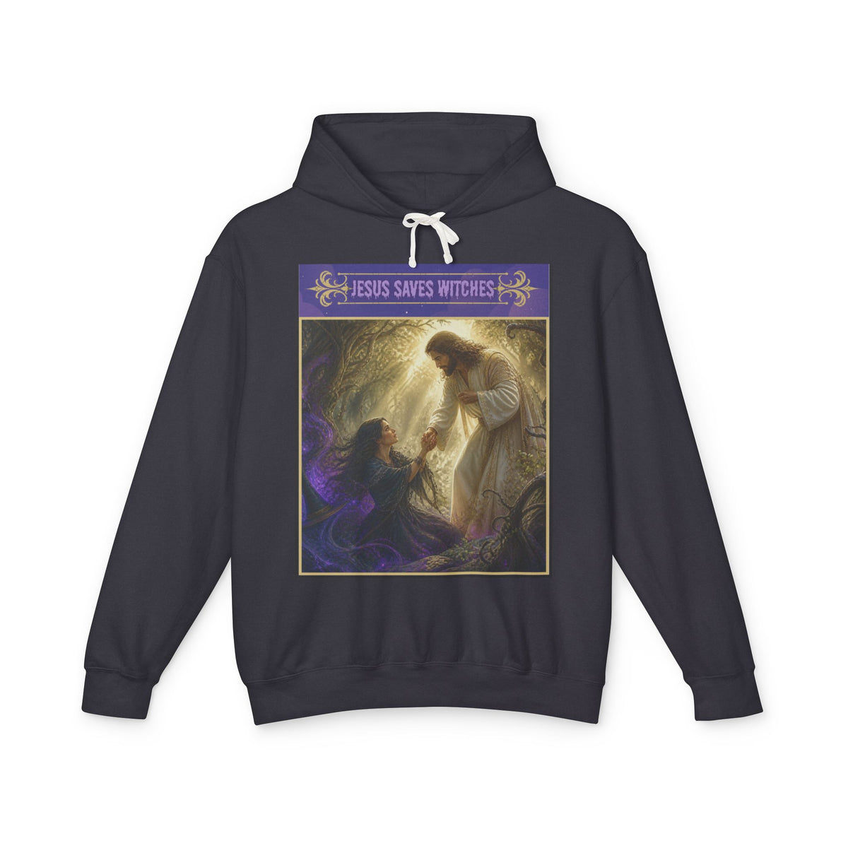 "Jesus Saves Witches" Lightweight Hooded Sweatshirt