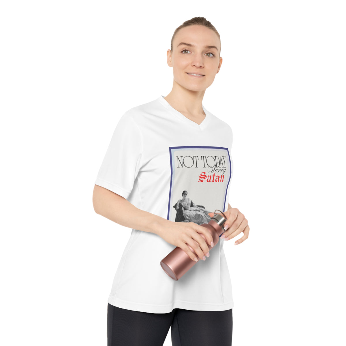 Set Apart Collection - Not today Satan - Women's Performance V-Neck T-Shirt