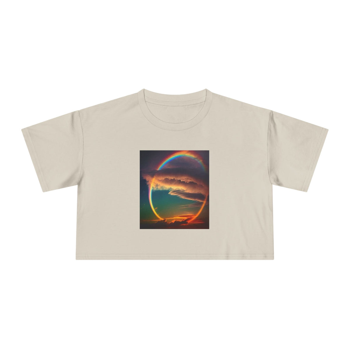 "The Promise in the Sky" Genesis 9:13 — Rainbow Polaroid Women's Crop Tee