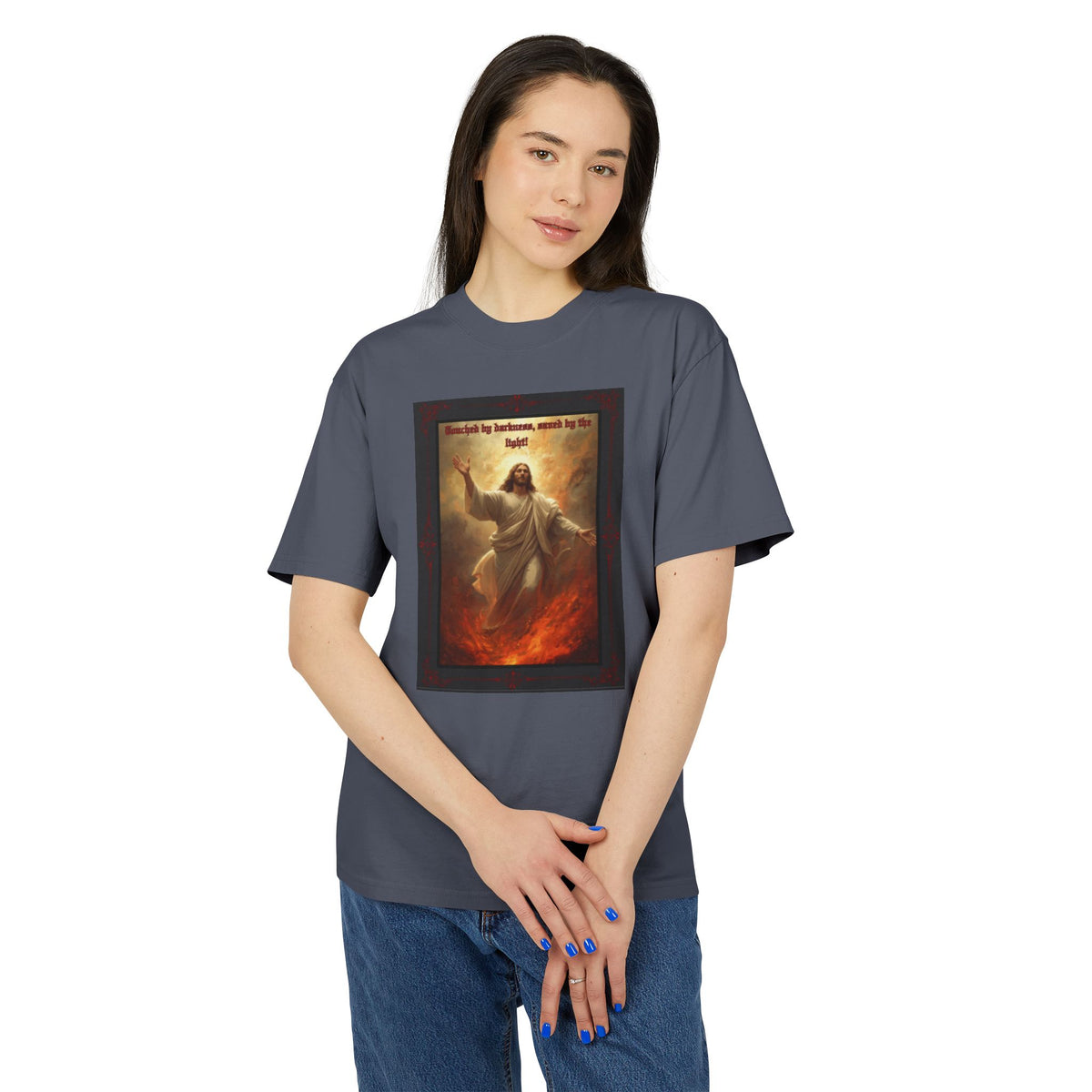 Set Apart Collection- “Touched My Darkness • Saved by Light” -Unisex Heavy Faded Tee