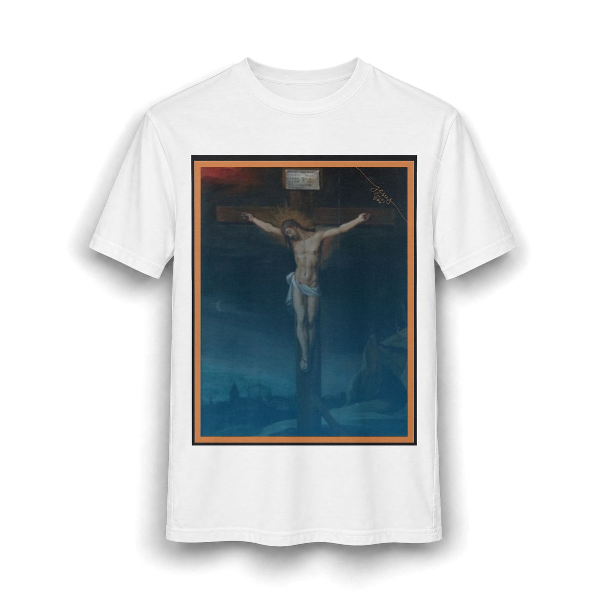 Jesus Crucifixion Art Tee — Vintage Religious (front and back)