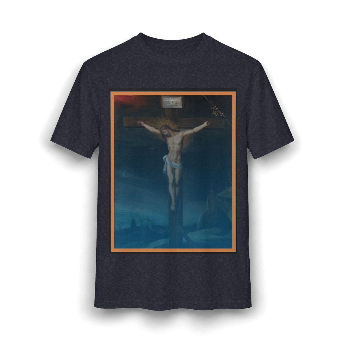 Jesus Crucifixion Art Tee — Vintage Religious (front and back)