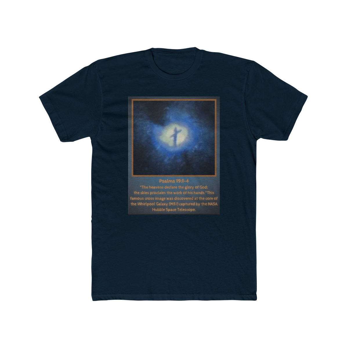 Cross in the Cosmos- Whirlpool Galaxy Unisex Cotton Crew Tee