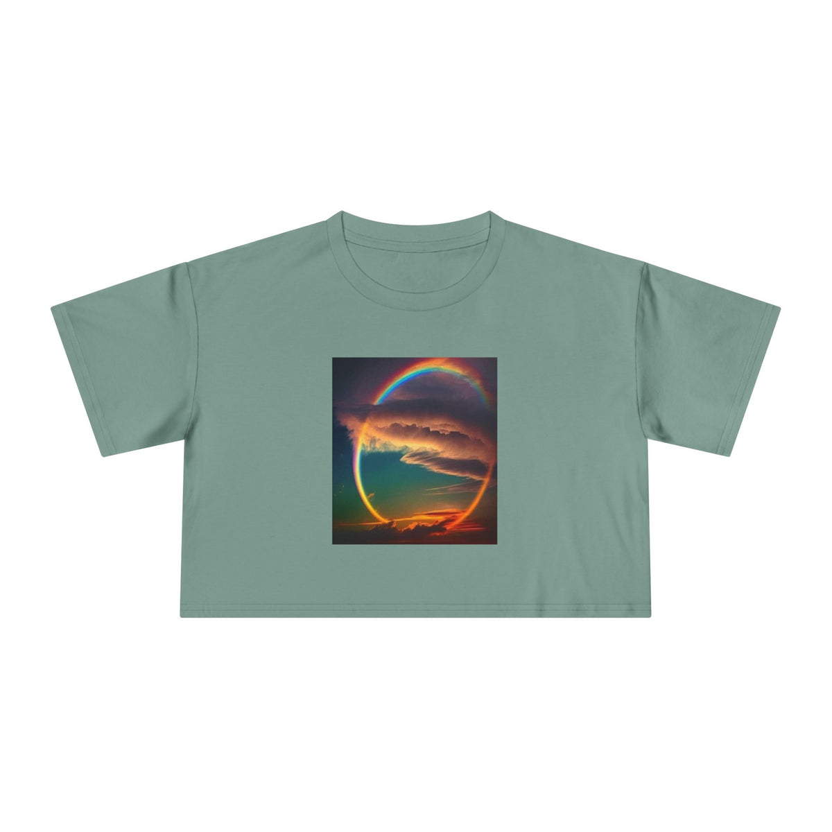 "The Promise in the Sky" Genesis 9:13 — Rainbow Polaroid Women's Crop Tee