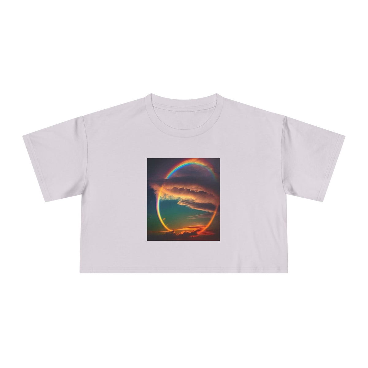 "The Promise in the Sky" Genesis 9:13 — Rainbow Polaroid Women's Crop Tee