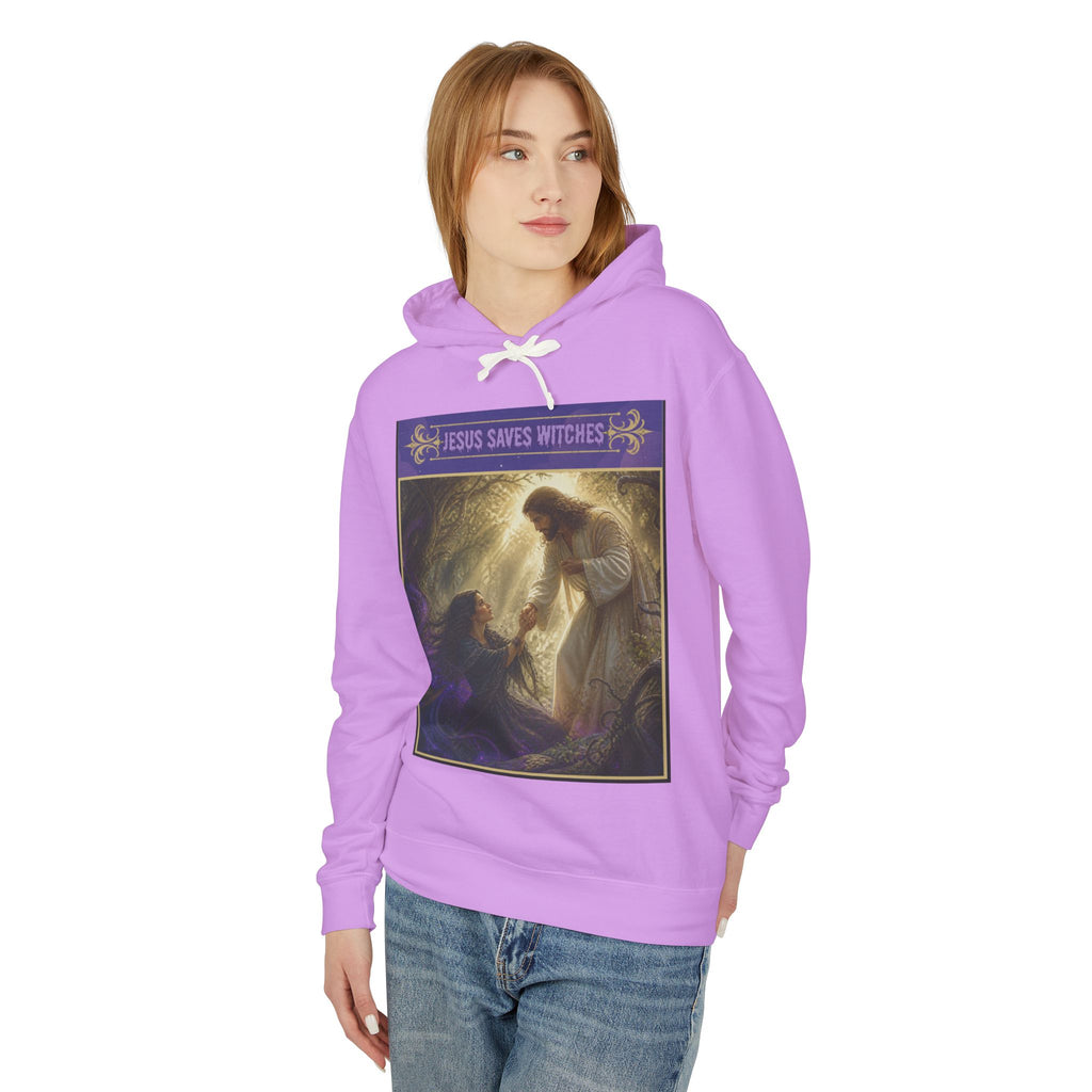 "Jesus Saves Witches" Lightweight Hooded Sweatshirt