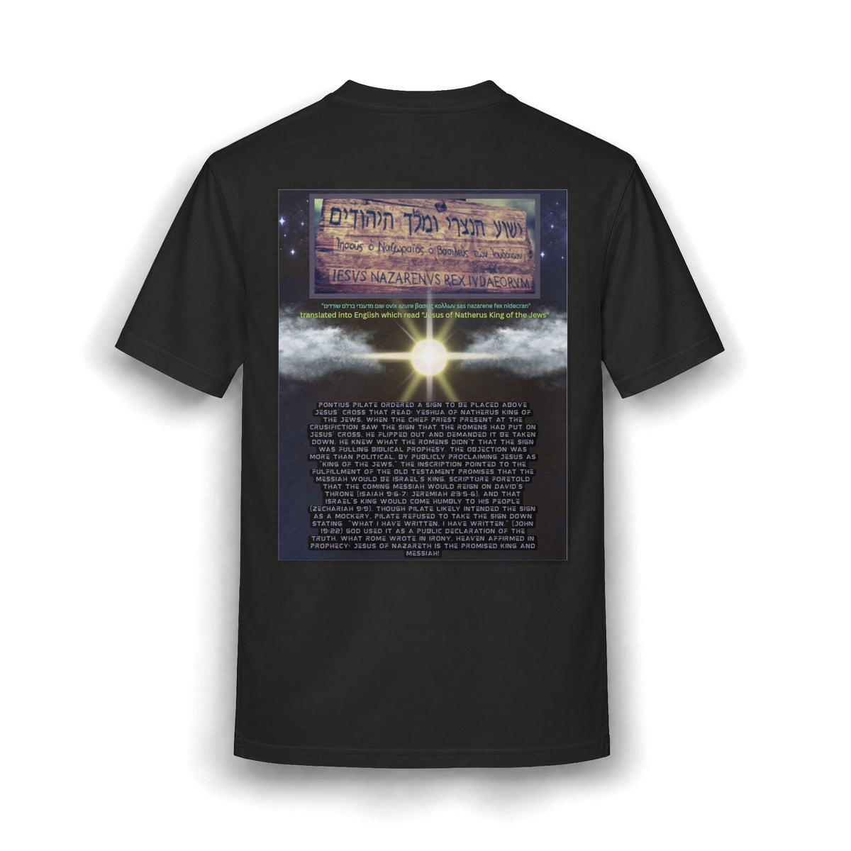 Jesus Crucifixion Art Tee — Vintage Religious (front and back)