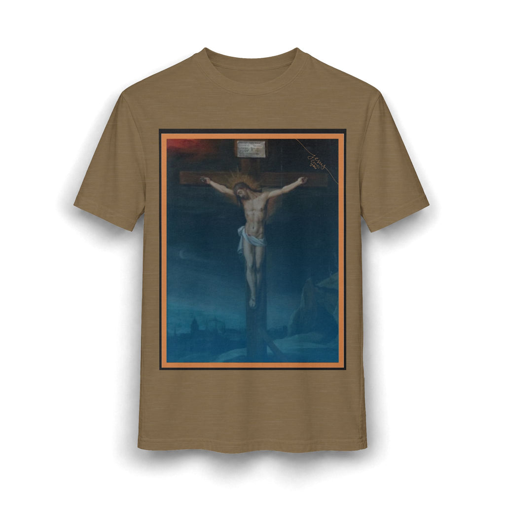 Jesus Crucifixion Art Tee — Vintage Religious (front and back)