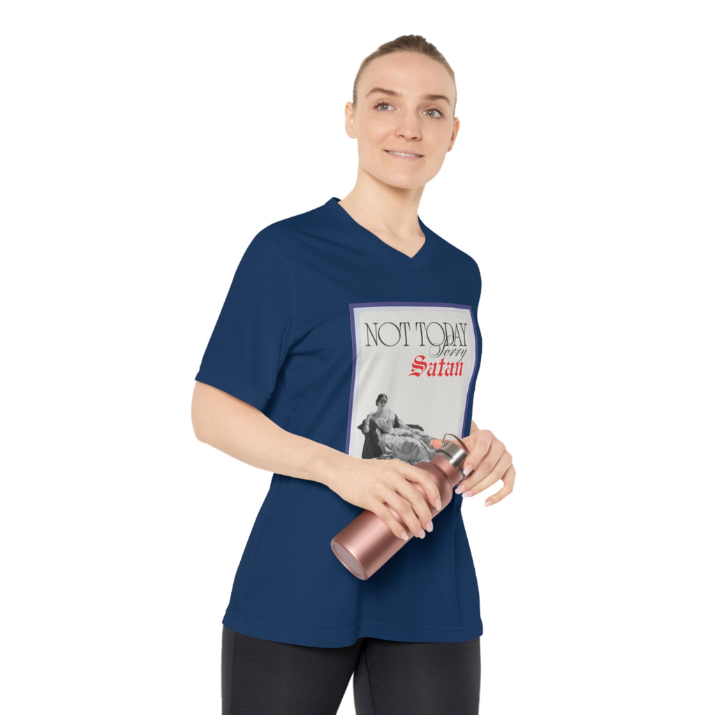Set Apart Collection - Not today Satan - Women's Performance V-Neck T-Shirt