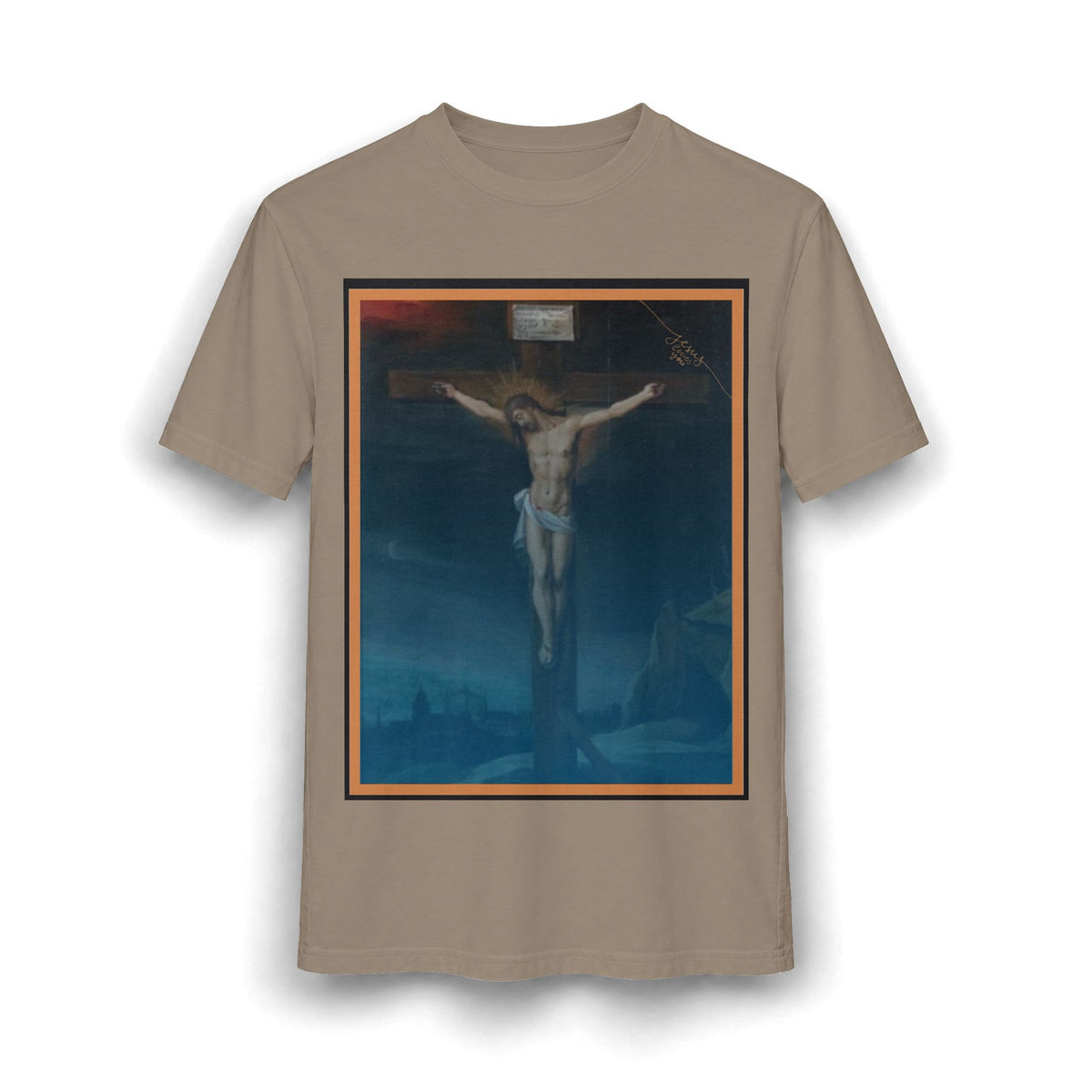 Jesus Crucifixion Art Tee — Vintage Religious (front and back)