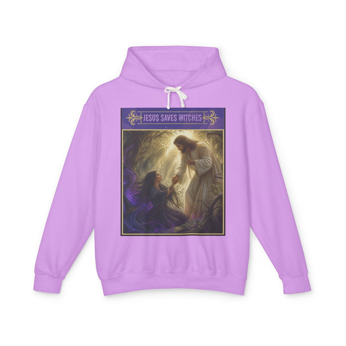 "Jesus Saves Witches" Lightweight Hooded Sweatshirt