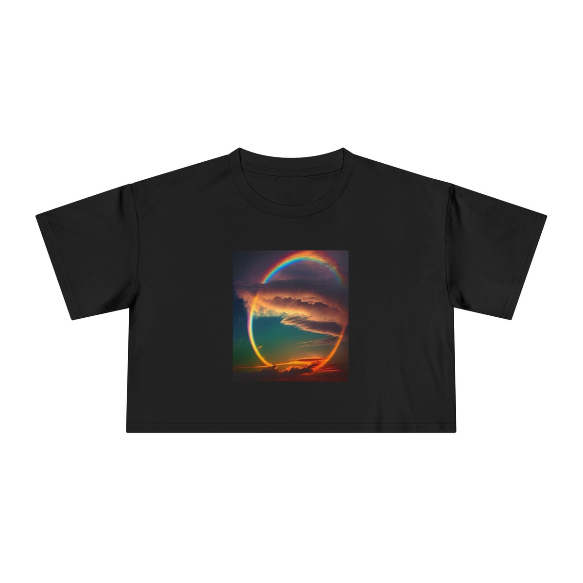 "The Promise in the Sky" Genesis 9:13 — Rainbow Polaroid Women's Crop Tee