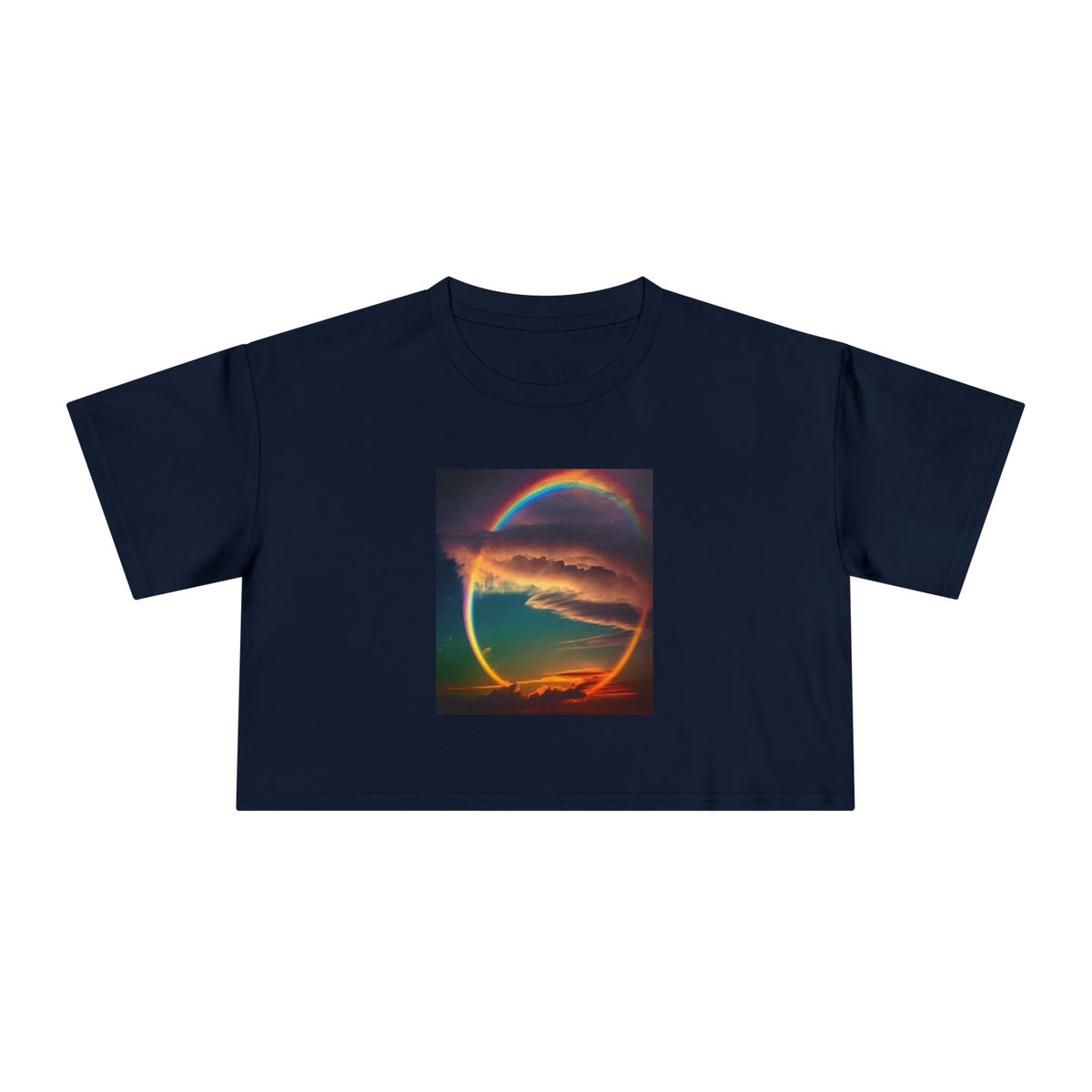 "The Promise in the Sky" Genesis 9:13 — Rainbow Polaroid Women's Crop Tee