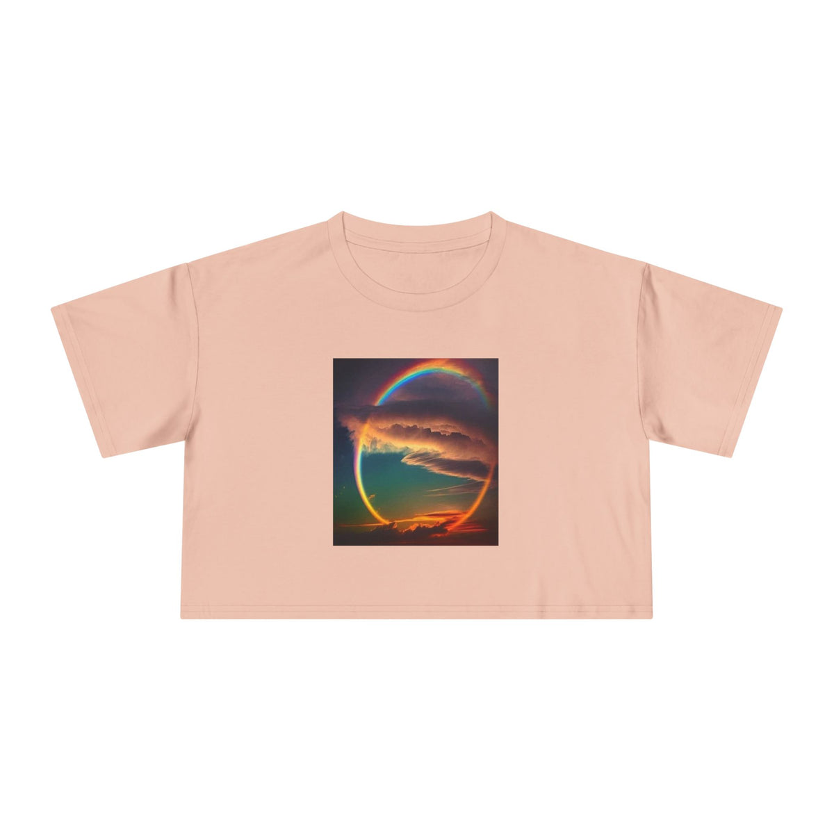 "The Promise in the Sky" Genesis 9:13 — Rainbow Polaroid Women's Crop Tee