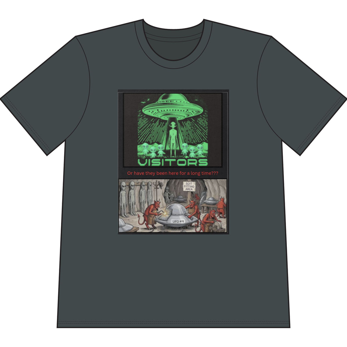 Alien = Demon UFO Deception Graphic Tee — Retro Sci‑Fi Poster T‑Shirt