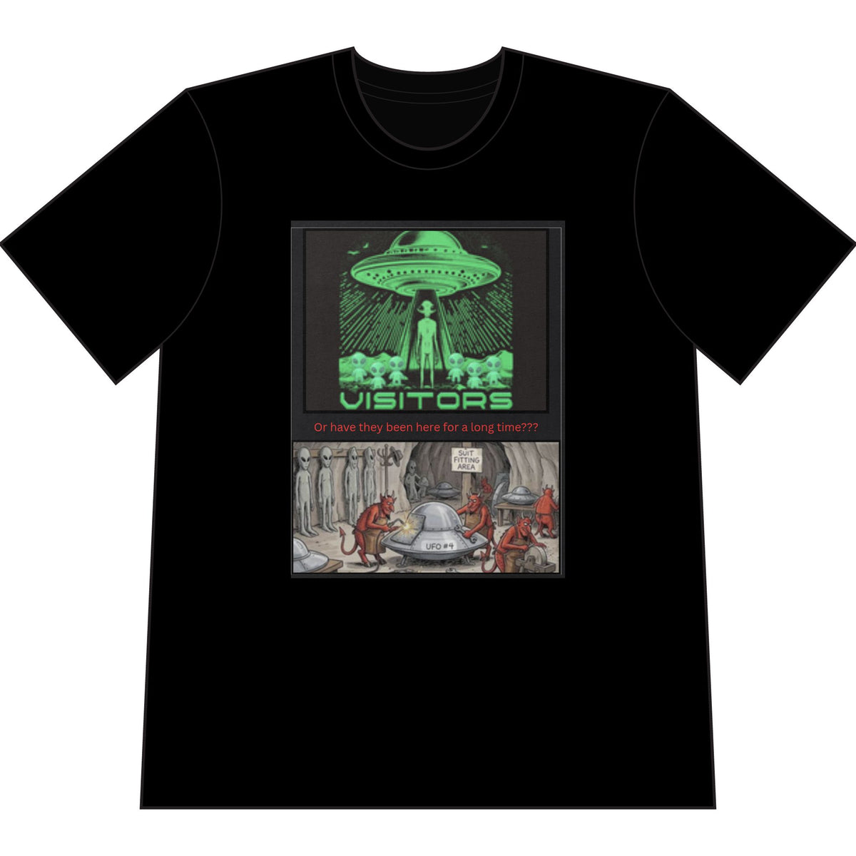 Alien = Demon UFO Deception Graphic Tee — Retro Sci‑Fi Poster T‑Shirt