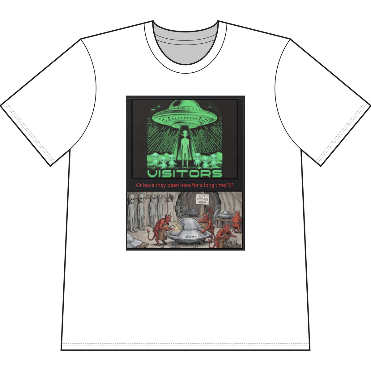 Alien = Demon UFO Deception Graphic Tee — Retro Sci‑Fi Poster T‑Shirt