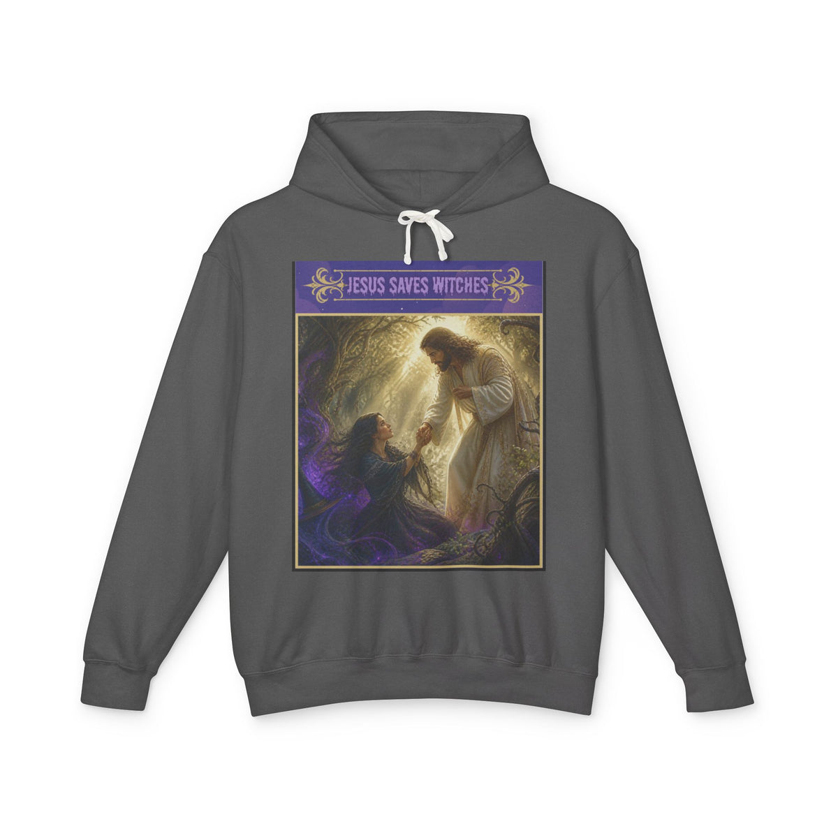 "Jesus Saves Witches" Lightweight Hooded Sweatshirt