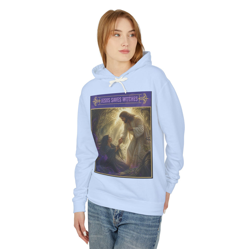 "Jesus Saves Witches" Lightweight Hooded Sweatshirt