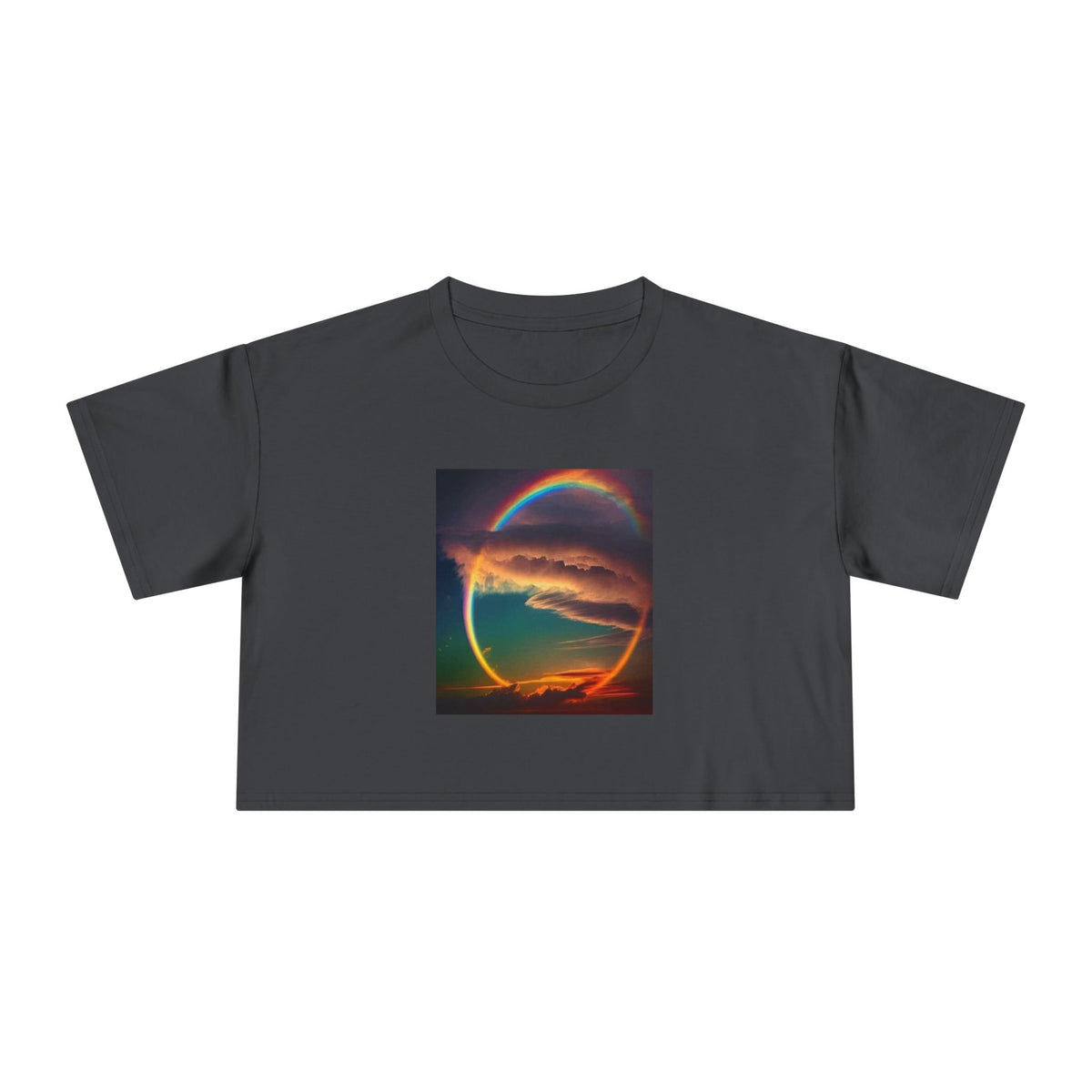 "The Promise in the Sky" Genesis 9:13 — Rainbow Polaroid Women's Crop Tee