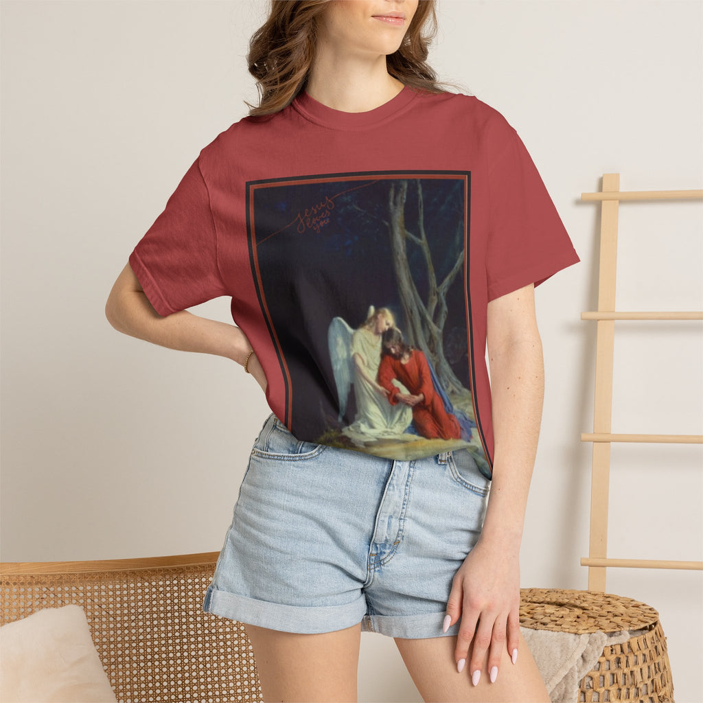 The one who comforts us in our afflictions — Women's Vintage Gothic Illustration Tee