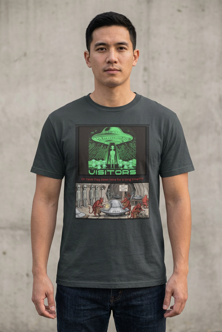 Alien = Demon UFO Deception Graphic Tee — Retro Sci‑Fi Poster T‑Shirt