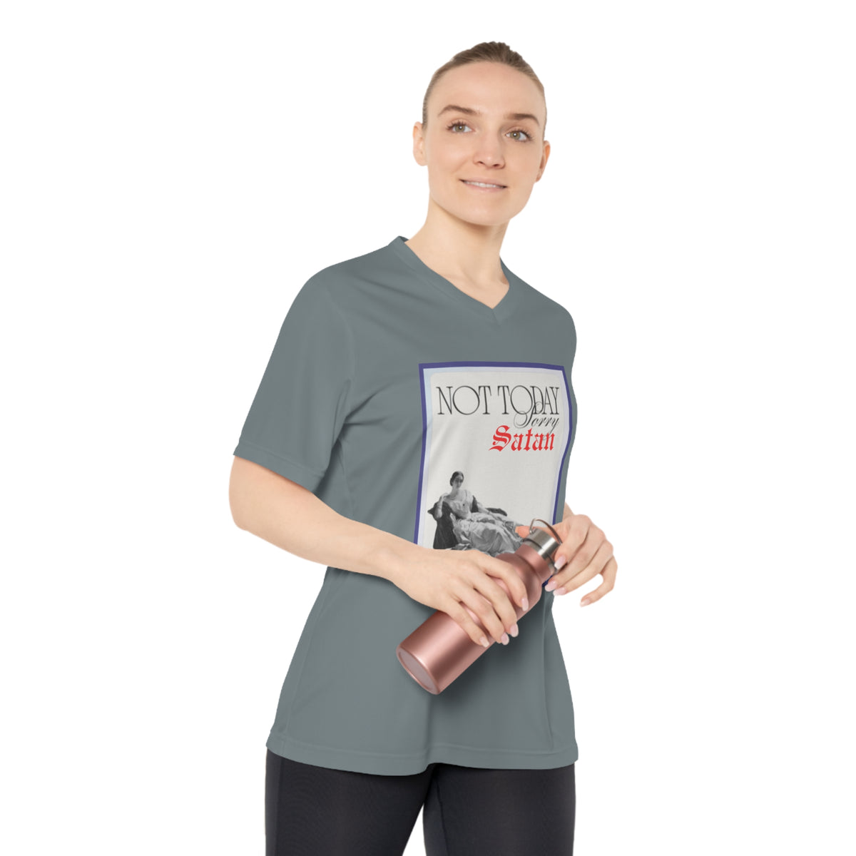 Set Apart Collection - Not today Satan - Women's Performance V-Neck T-Shirt