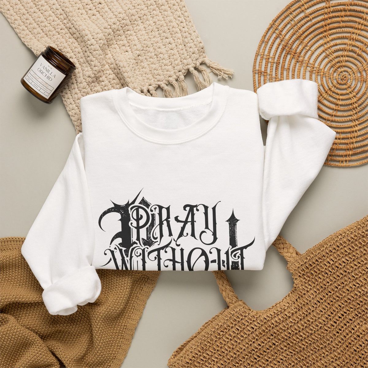 "Pray without ceasing" graphic sweatshirt