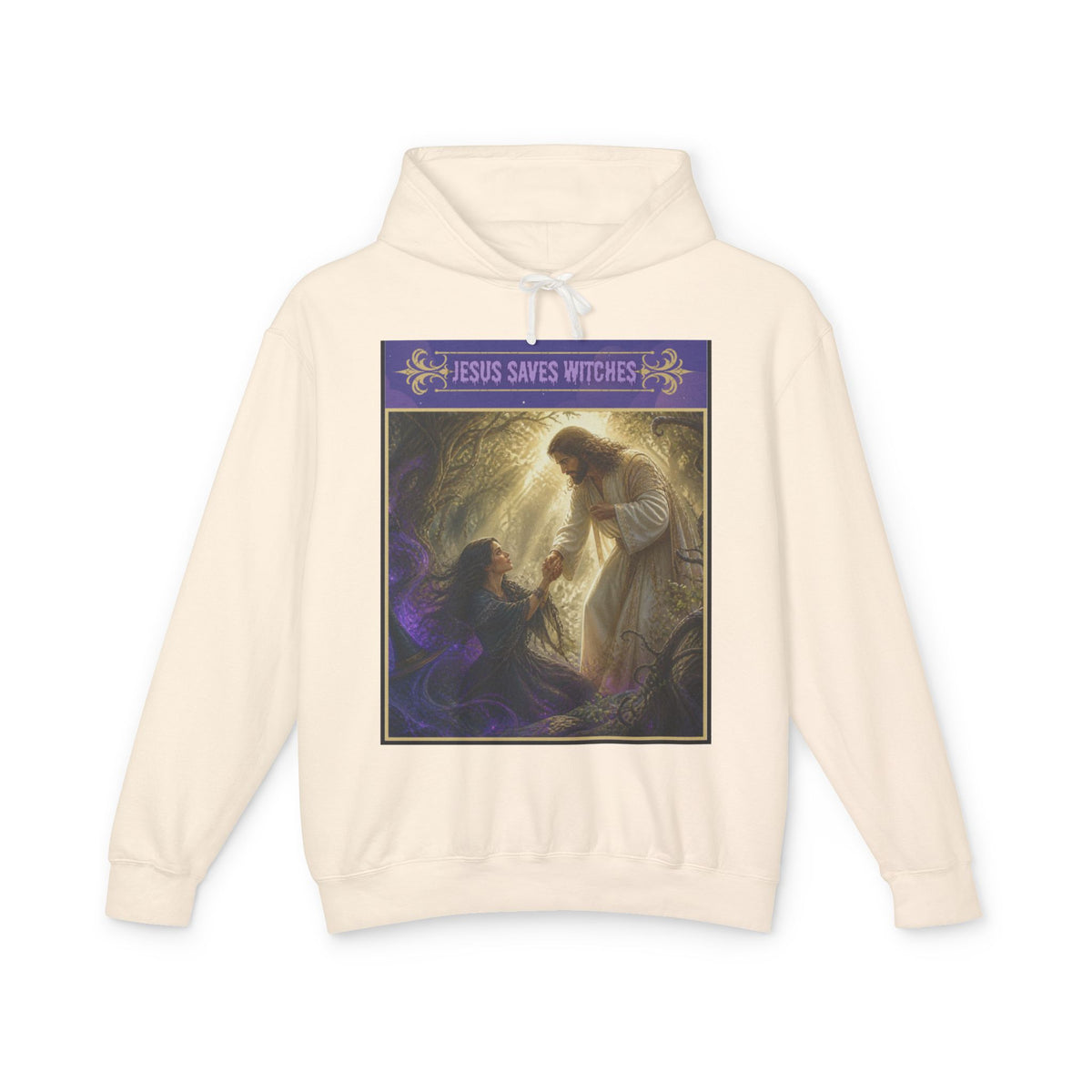 "Jesus Saves Witches" Lightweight Hooded Sweatshirt