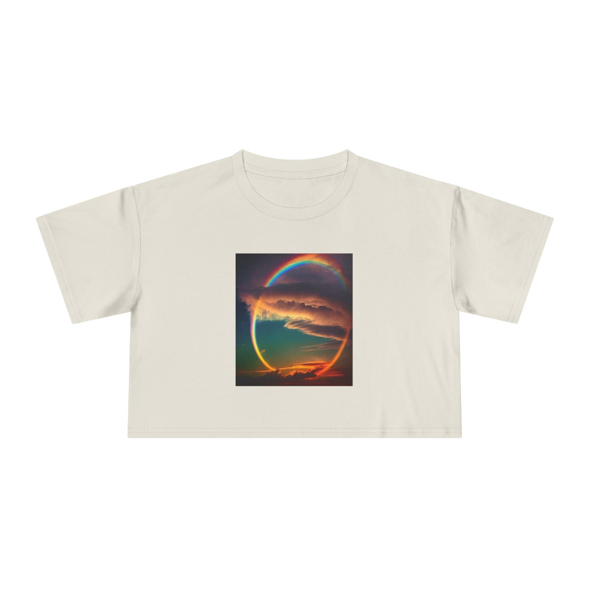 "The Promise in the Sky" Genesis 9:13 — Rainbow Polaroid Women's Crop Tee