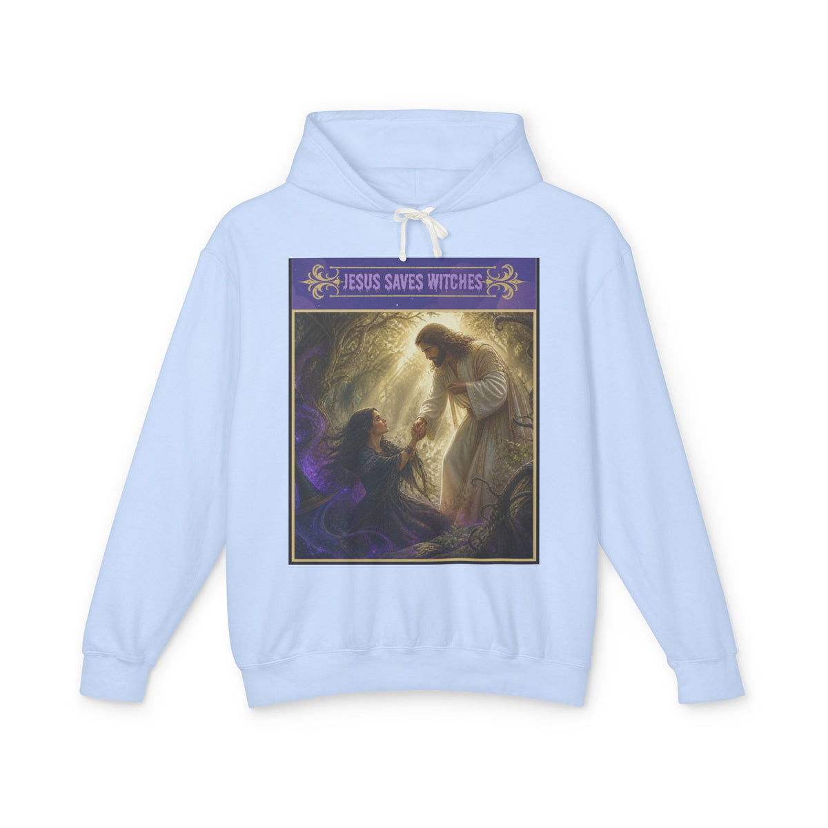 "Jesus Saves Witches" Lightweight Hooded Sweatshirt