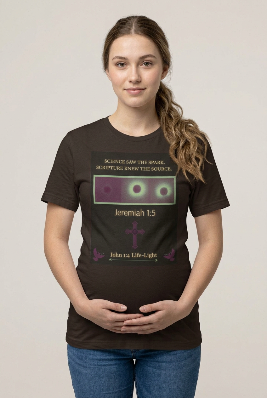 "Science Saw the Spark, Scripture Knew the Source" – Life Begins at Conception Tee