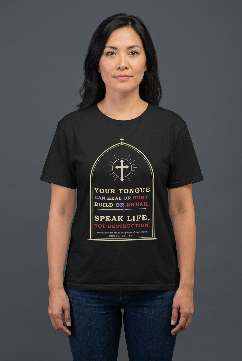 Model wearing the Speak Life tee