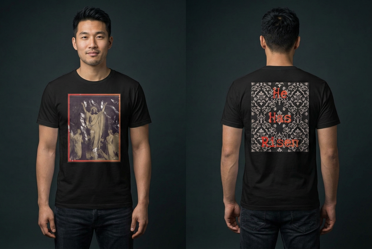 He Has Risen T‑Shirt — Vintage Resurrection Christian Tee