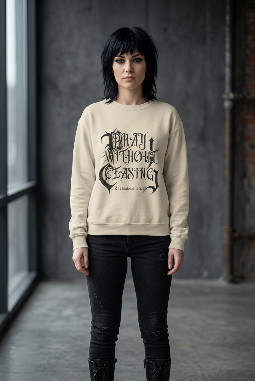 "Pray without ceasing" graphic sweatshirt