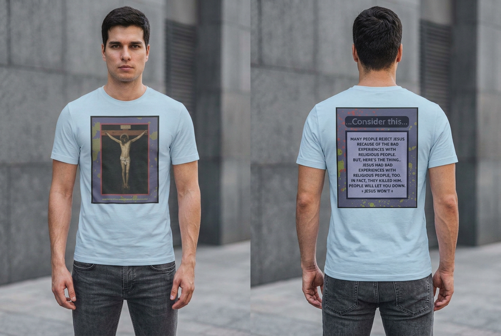 "People Will Let You Down, Jesus Won't" – Church Hurt / Crucifixion Reflection -Unisex Cotton Crew Tee