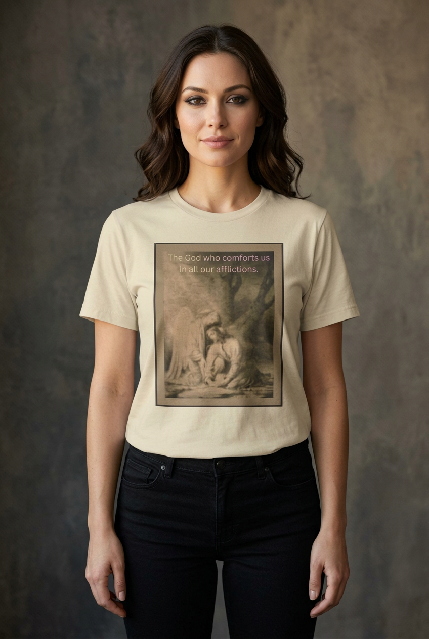 "The God Who Comforts Us" – Sepia Faith Tee