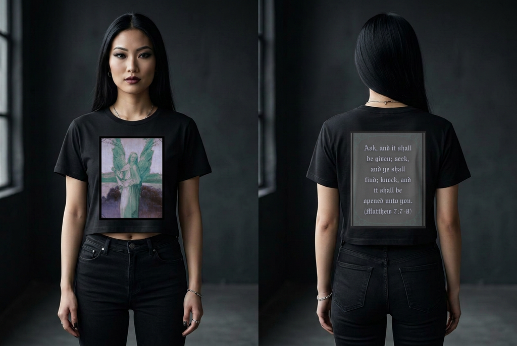 Matthew 7:7-8 — "Ask, Seek, Knock" front and back T-Shirt