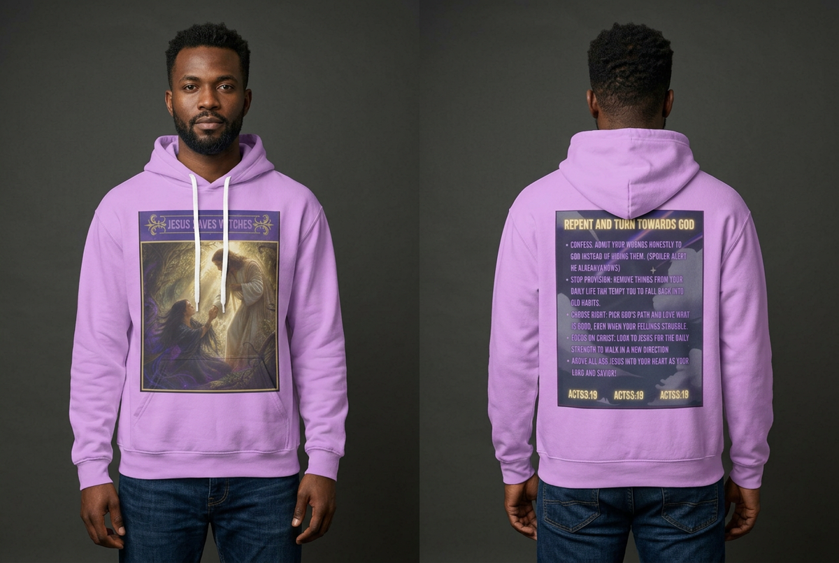 "Jesus Saves Witches" Lightweight Hooded Sweatshirt